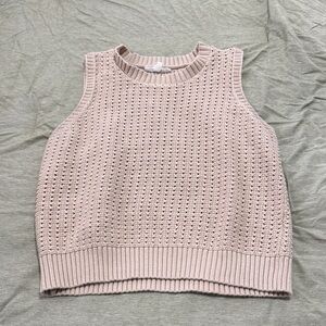 Sleeveless Knit Sweater - Cream/tan